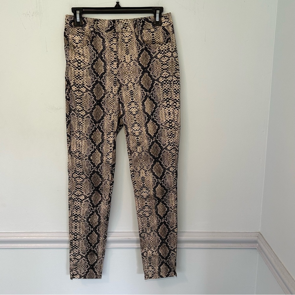 Zara Brown Snakeskin Print High Rise Skinny Pants Size 6